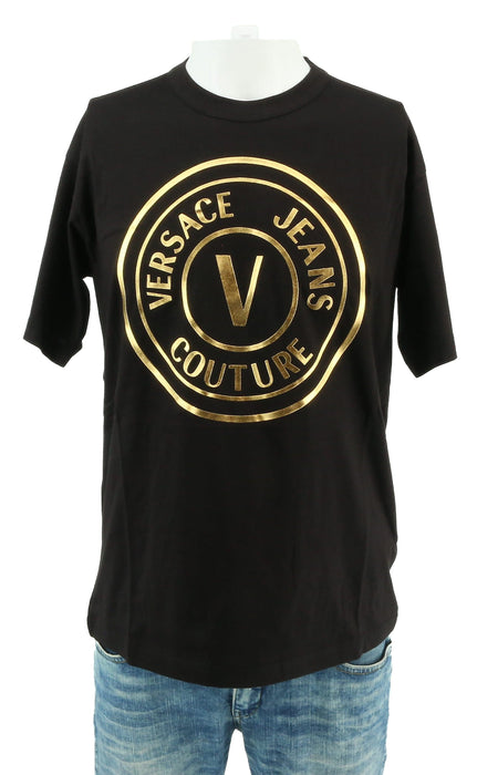 Versace Jeans Couture Black/Gold Mens Oversized Screen Print Logo T-Shirt