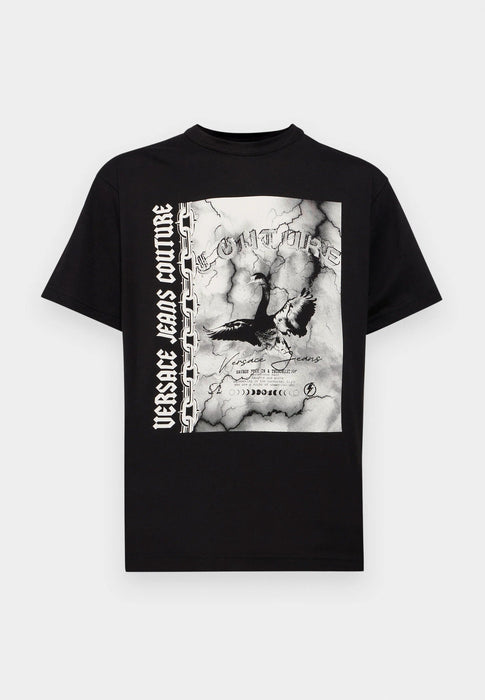Versace Jeans Couture Black Mens Graphic Storm-Print Oversized T-Shirt