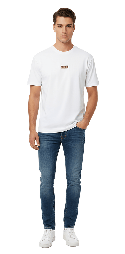 Versace Jeans Couture White Mens Oversized Minimalist Patch Logo T-Shirt