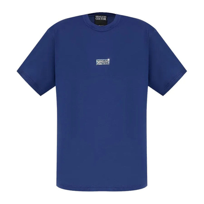 Versace Jeans Couture Steel Blue Mens Oversized Minimalist Patch Logo T-Shirt