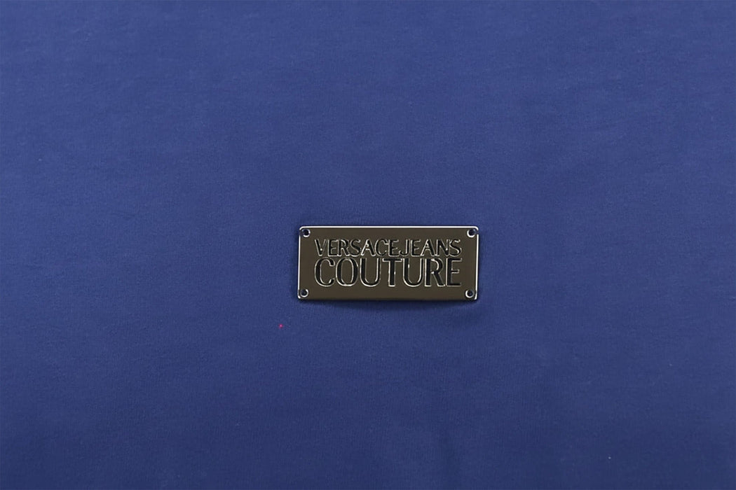 Versace Jeans Couture Steel Blue Mens Oversized Minimalist Patch Logo T-Shirt