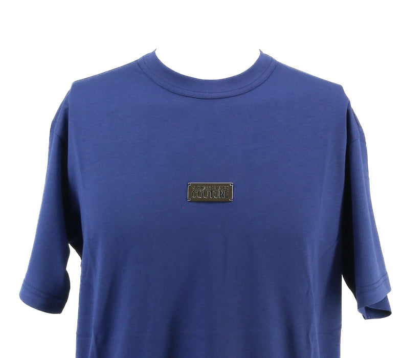 Versace Jeans Couture Steel Blue Mens Oversized Minimalist Patch Logo T-Shirt