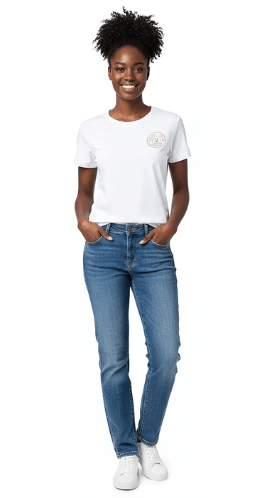 Versace Jeans Couture White/Gold Medallion Logo Screen Printed T-shirt-