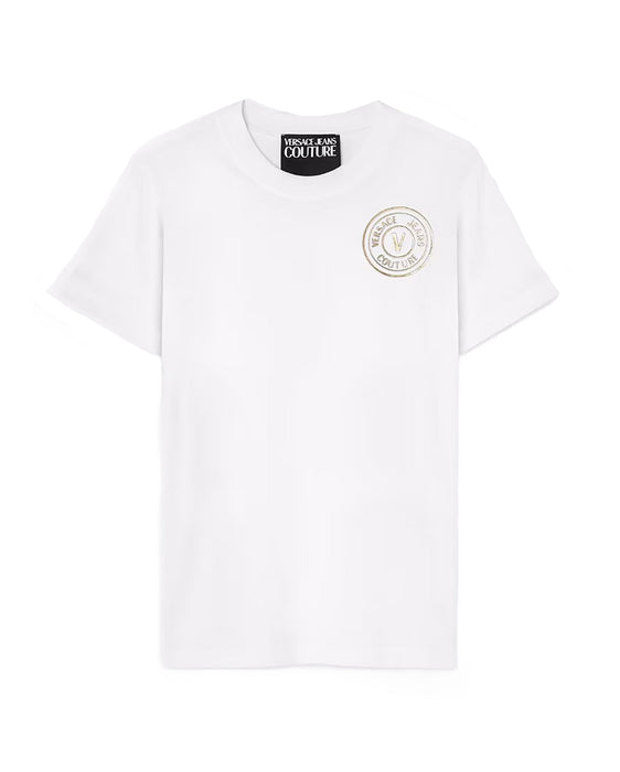 Versace Jeans Couture White/Gold Medallion Logo Screen Printed T-shirt-