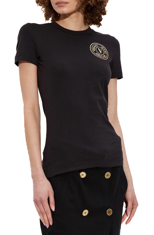 Versace Jeans Couture Black/Gold Medallion Logo Screen Printed T-shirt-