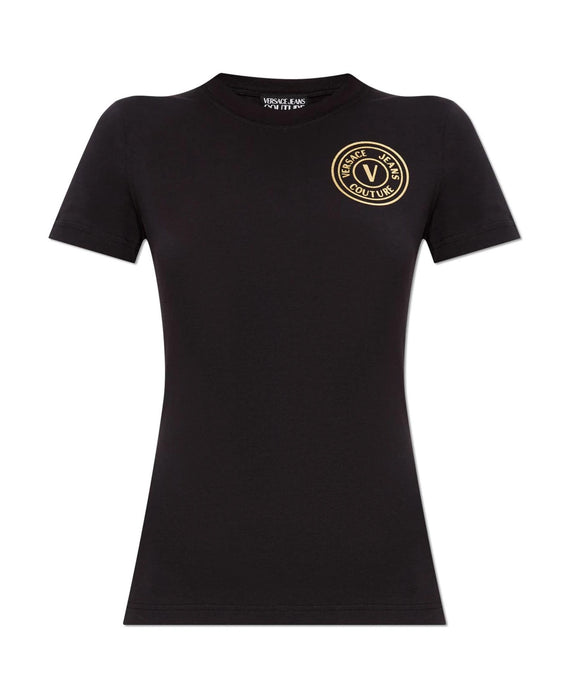 Versace Jeans Couture Black/Gold Medallion Logo Screen Printed T-shirt-