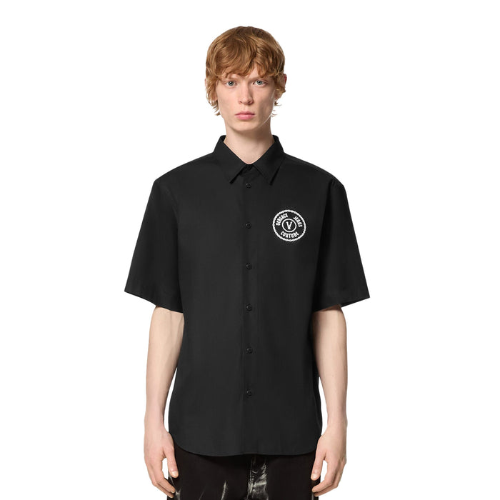 Versace Jeans Couture Black 100% Cotton V-Logo Medallion Classic Shirt-38