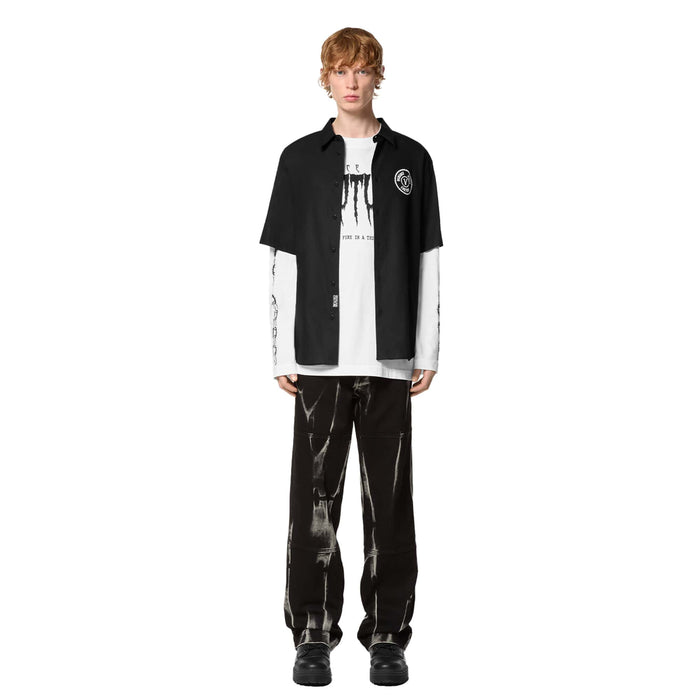 Versace Jeans Couture Black 100% Cotton V-Logo Medallion Classic Shirt