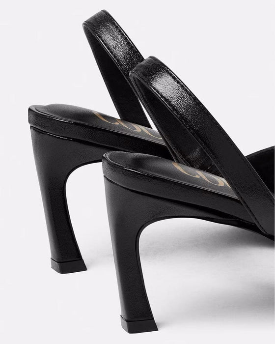 Versace Jeans Couture Womens Sleek Black Zip Slingback Heels-