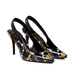 Versace Jeans Couture Womens Black/Gold Baroque Print Slingback Heels-EU35