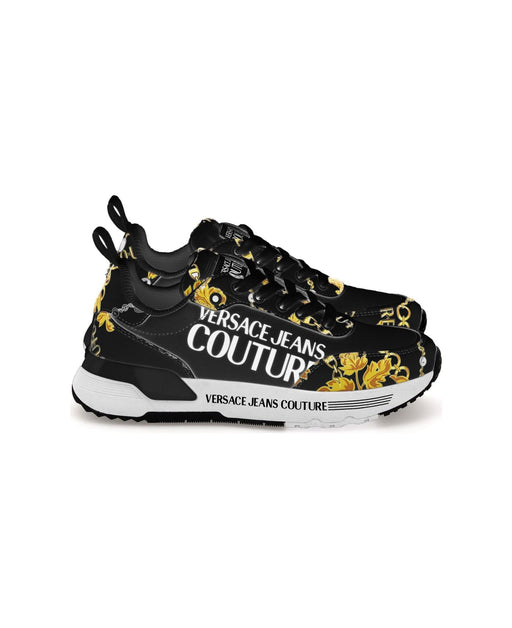 Versace Jeans Couture Womens Baroque-Print Black Chunky  Sneakers