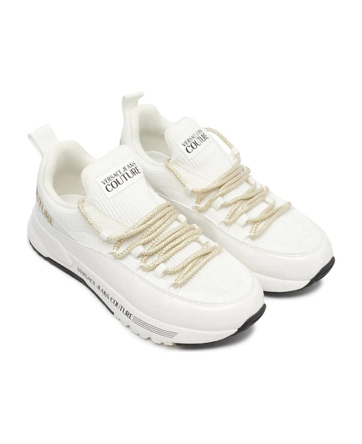 Versace Jeans Couture Womens Women's White Low-Top Sneakers with Metallic Laces