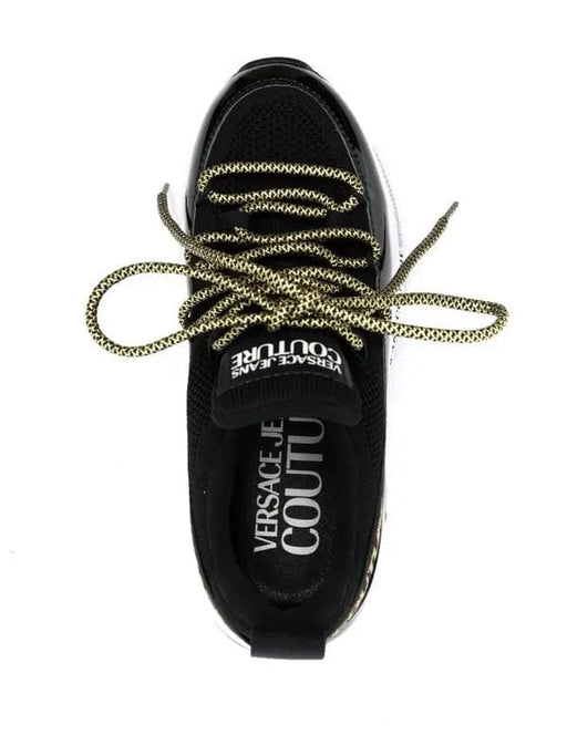 Versace Jeans Couture Womens Black Low-Top Chunky Sneakers with Gold Accents