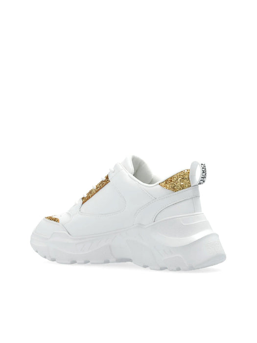 Versace Jeans Couture Chunky White Womens  Sneakers with Gold Glitter Detail