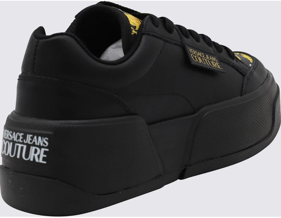 Versace Jeans Couture Chunky Black Low-Top Womens  Sneakers with Baroque Print