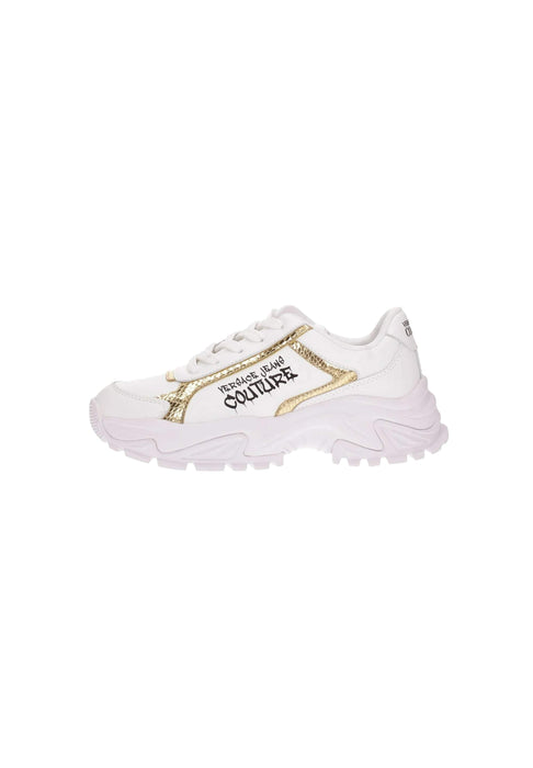 Versace Jeans Couture Womens Women's White & Gold Chunky Sneakers.-EU40