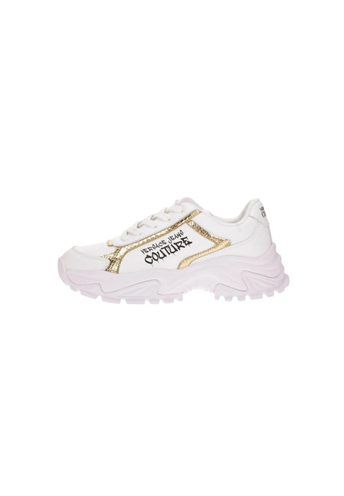 Versace Jeans Couture Womens Women's White & Gold Chunky Sneakers-EU36