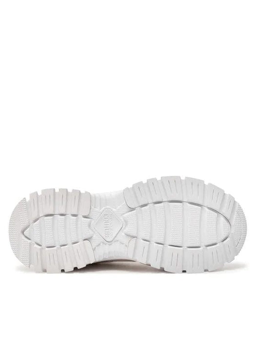 Versace Jeans Couture Womens Chunky White Print Sneakers with Gold Chain Motif