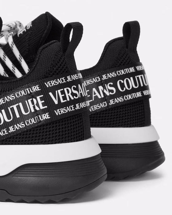 Versace Jeans Couture Mens Monochrome Mesh Lace-Up Sneakers