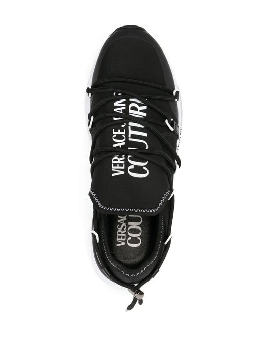 Versace Jeans Couture Mens Black Mesh Slip-On Sneakers with Contrast Sole