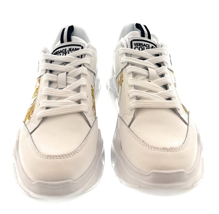 Versace Jeans Couture Mens White/Gold  Baroque Panel Sneakers