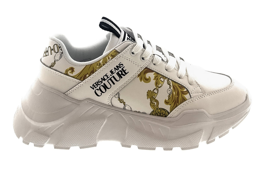 Versace Jeans Couture Mens White/Gold  Baroque Panel Sneakers