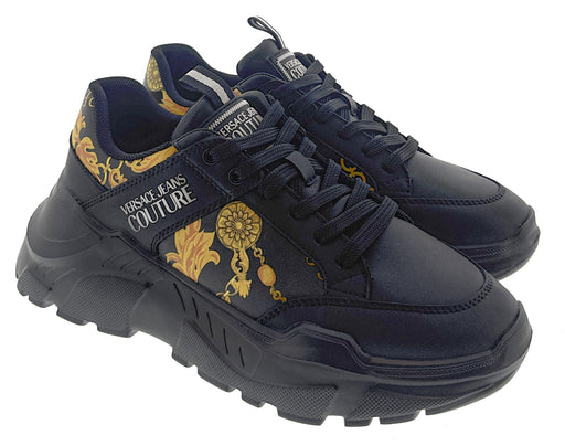 Versace Jeans Couture Mens Black/Gold   Baroque Panel Sneakers