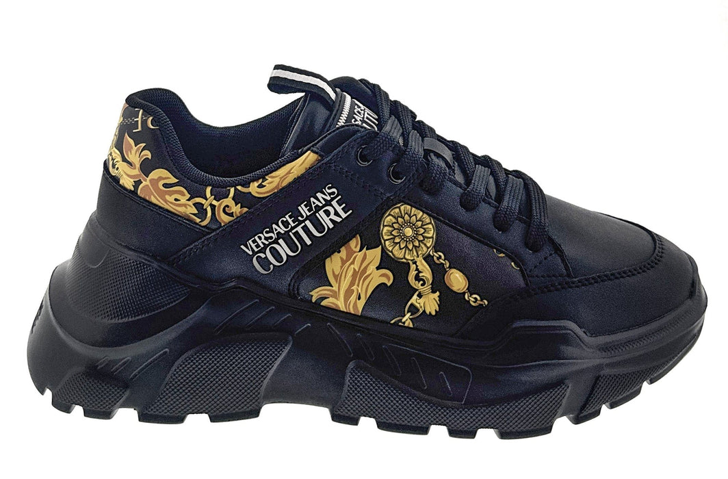 Versace Jeans Couture Mens Black/Gold   Baroque Panel Sneakers