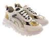 Versace Jeans Couture Mens White/Gold  Baroque Chain Lace-Up Sneakers