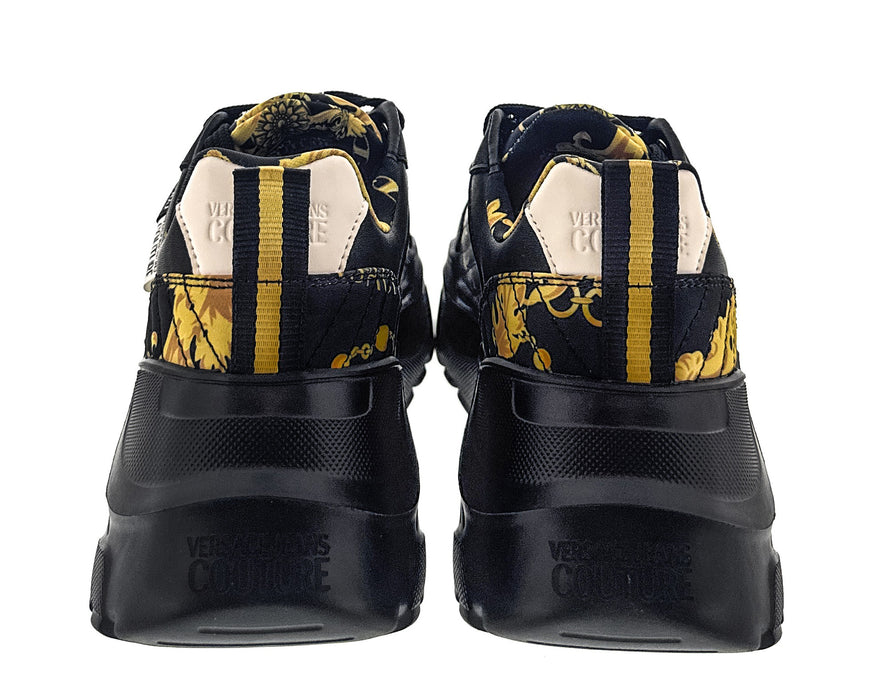 Versace Jeans Couture Mens Black/Gold  Baroque Chain Lace-Up Sneakers