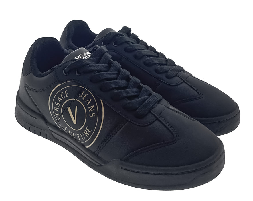 Versace Jeans Couture Mens Black Medallion Classic Court Sneakers
