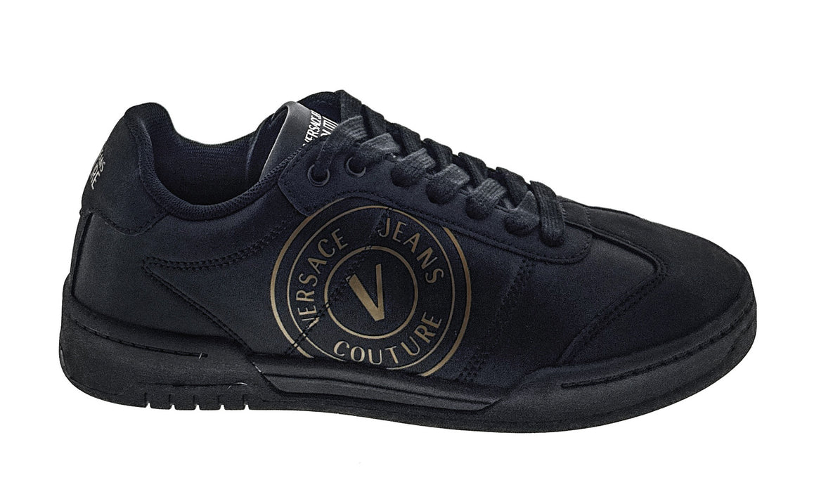 Versace Jeans Couture Mens Black Medallion Classic Court Sneakers