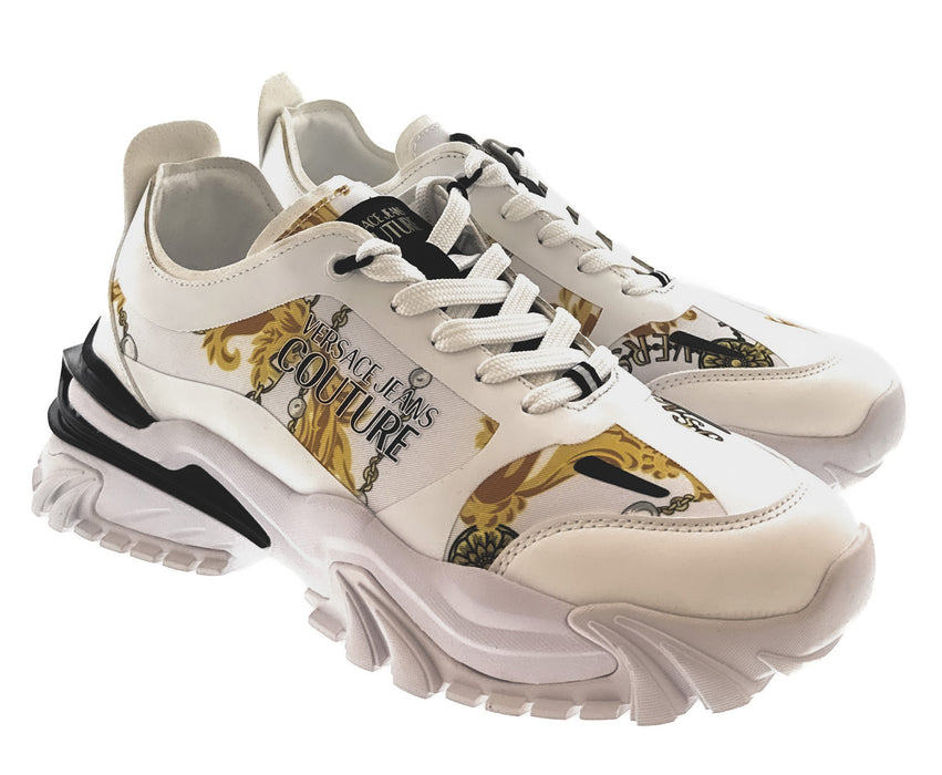 Versace Jeans Couture Mens Chunky Baroque Panel White Gold  Sneakers-EU42