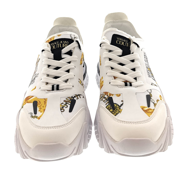 Versace Jeans Couture Mens Chunky Baroque Panel White Gold  Sneakers