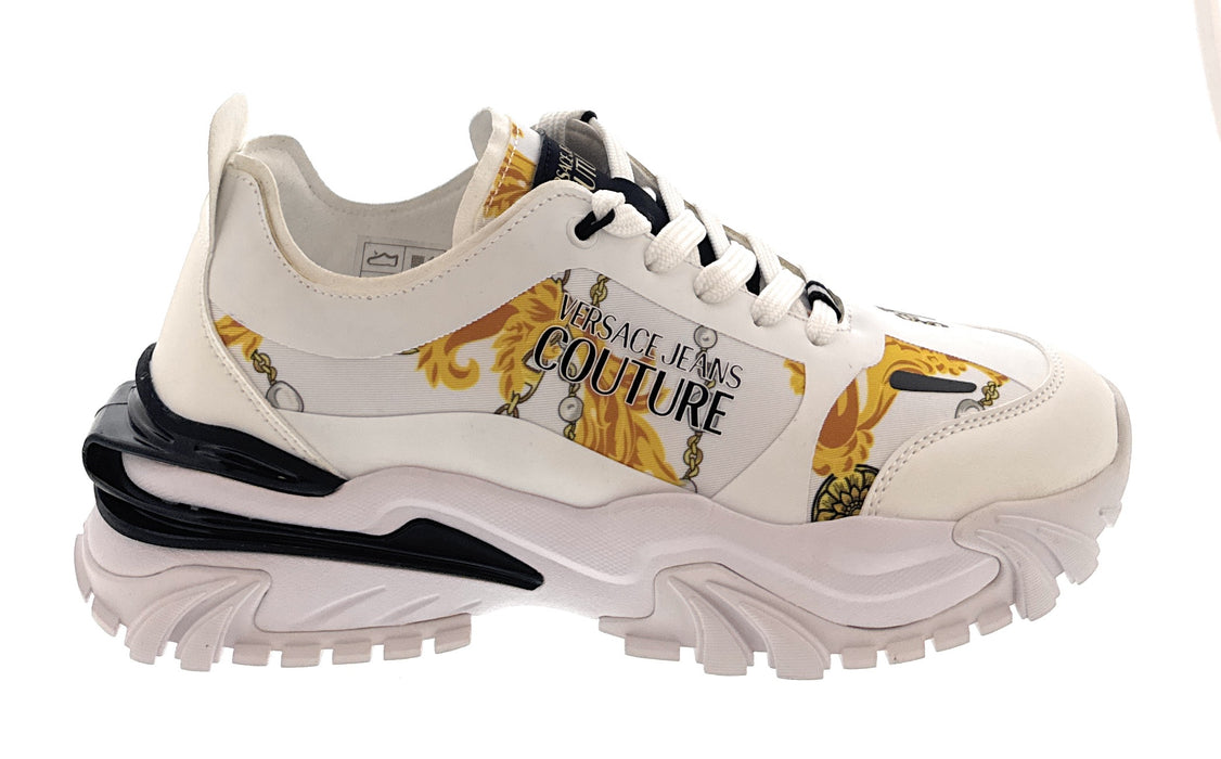 Versace Jeans Couture Mens Chunky Baroque Panel White Gold  Sneakers