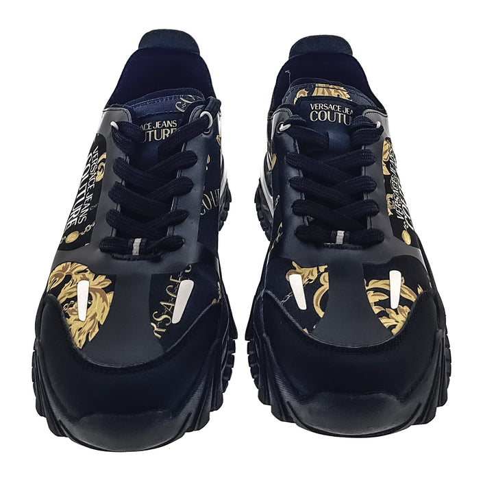 Versace Jeans Couture Mens Chunky Baroque Panel Black Gold  Sneakers
