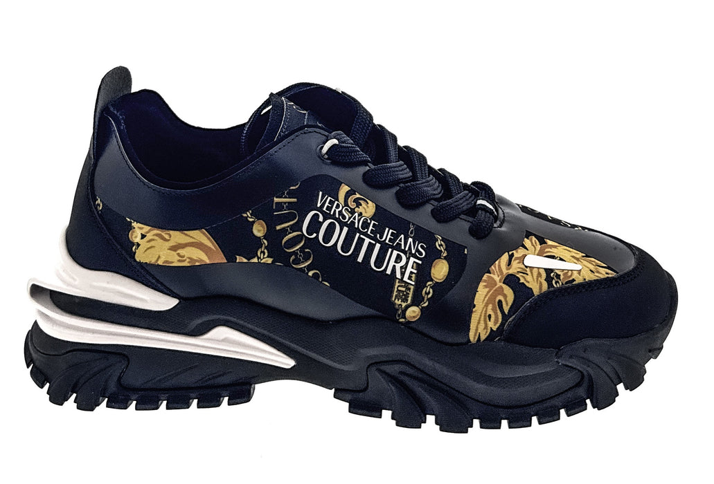 Versace Jeans Couture Mens Chunky Baroque Panel Black Gold  Sneakers