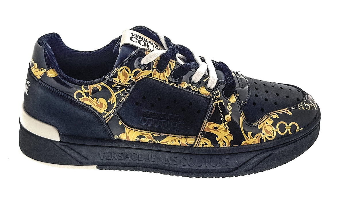 Versace Jeans Couture Mens Black Gold Signature Classic  Sneakers