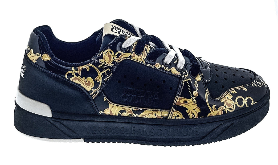 Versace Jeans Couture Mens Black Gold Signature Classic  Sneakers