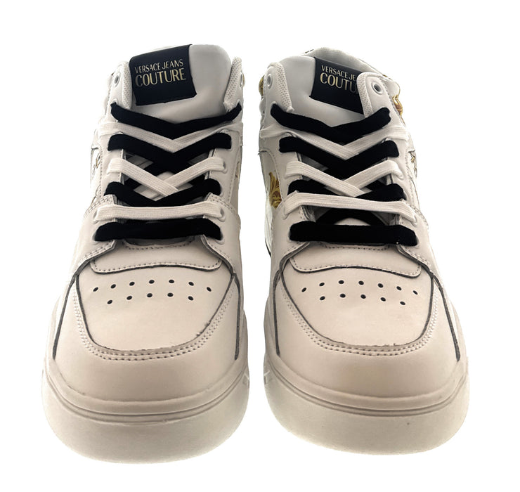 Versace Jeans Couture Mens White/Gold Signature Logo Classic  Sneakers