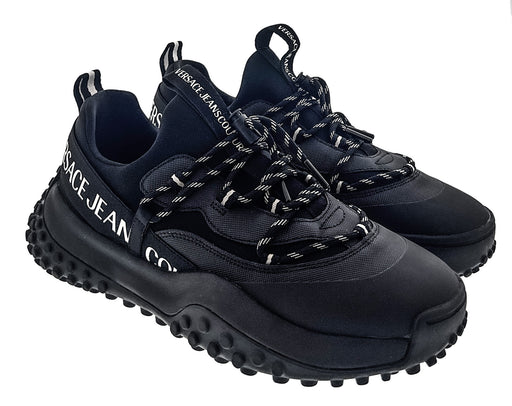 Versace Jeans Couture Mens Men’s Black Signature Low-Top Logo Sneakers