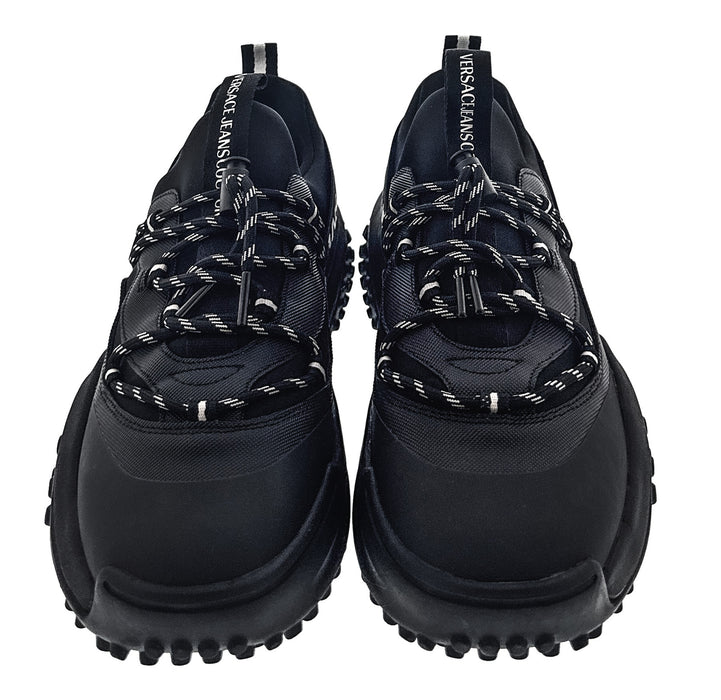 Versace Jeans Couture Mens Men’s Black Signature Low-Top Logo Sneakers