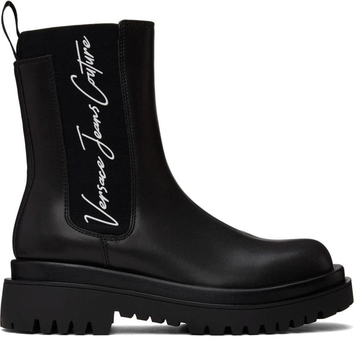 Versace Jeans Couture Womens Chunky Sole Black  Chelsea Boots-