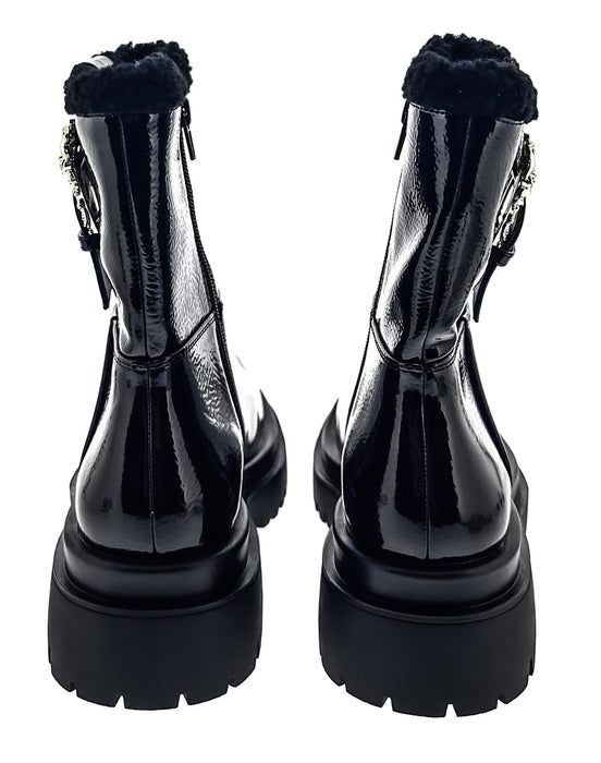 Versace Jeans Couture Womens Chunky Sole Ornate Buckle  Ankle Boots -