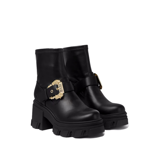 Versace Jeans Couture Womens Chunky Heeled Ankle Ornate Buckle   Boots -