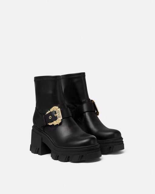 Versace Jeans Couture Womens Chunky Heeled Ankle Ornate Buckle   Boots -