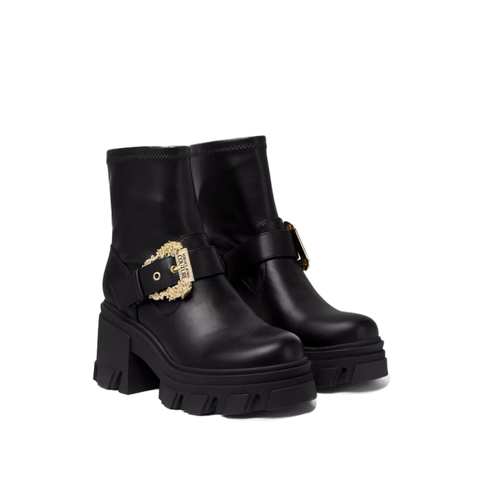Versace Jeans Couture Womens Chunky Heeled Ankle Ornate Buckle   Boots -EU39