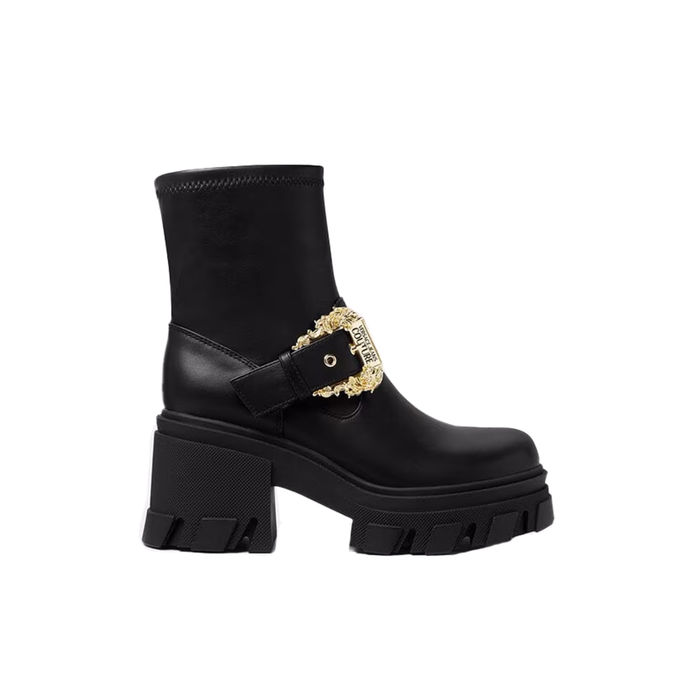 Versace Jeans Couture Womens Chunky Heeled Ankle Ornate Buckle   Boots -