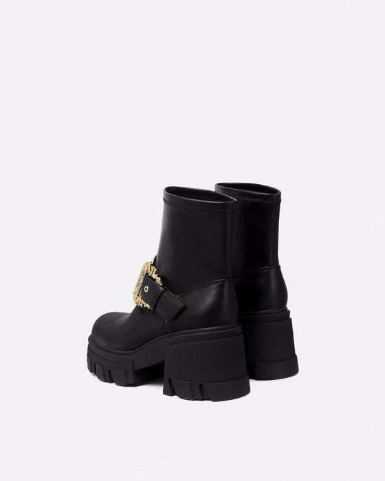 Versace Jeans Couture Womens Chunky Heeled Ankle Ornate Buckle   Boots -