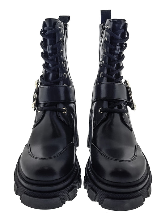 Versace Jeans Couture Womens Chunky Sole Ankle Lace Up  Boots-